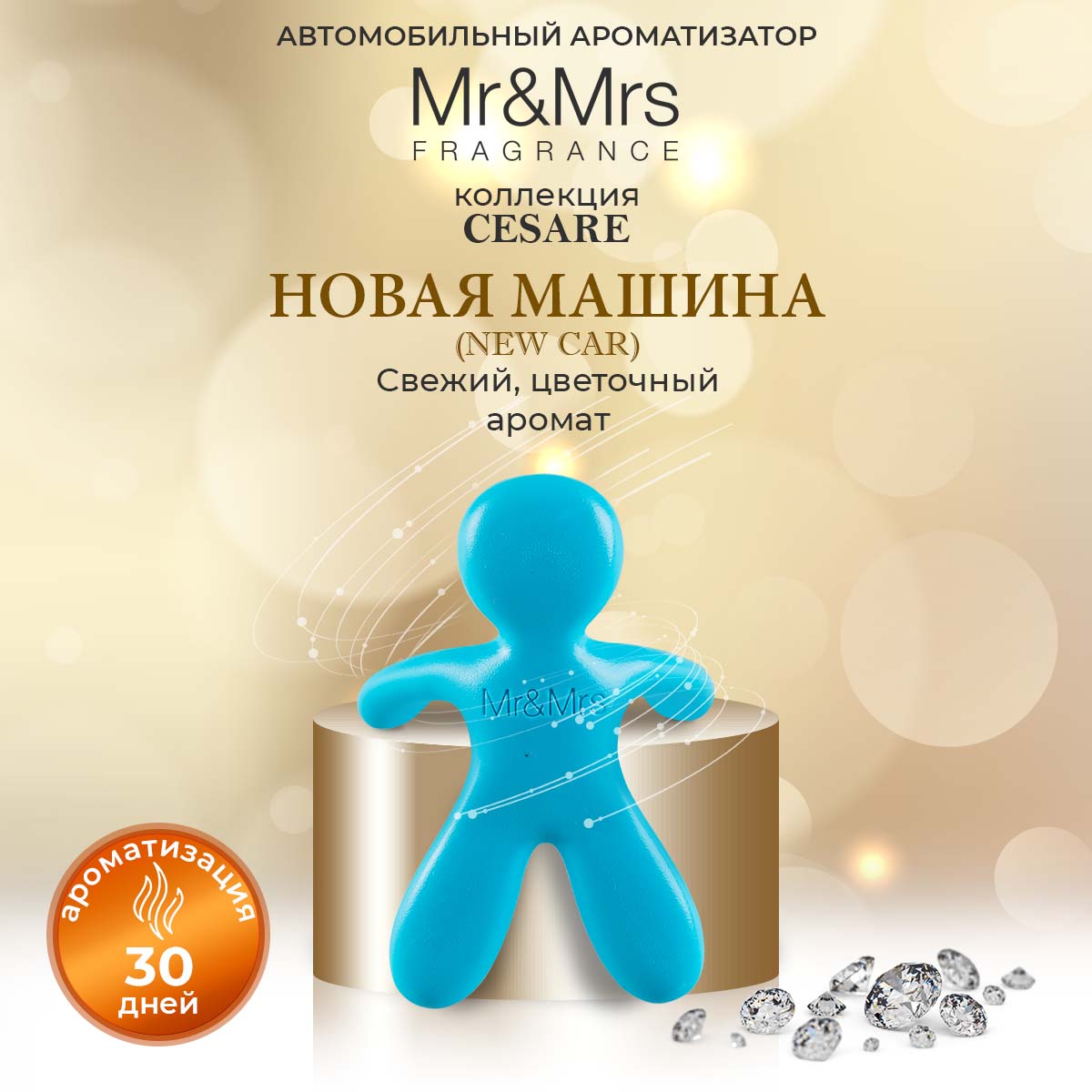 Ароматизатор в машину Mr&Mrs Fragrance Cesare Новая машина New Car небесный