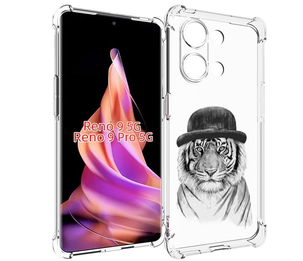 

Чехол MyPads тигр британец для Oppo Reno 9/Reno 9 Pro, Прозрачный, Tocco