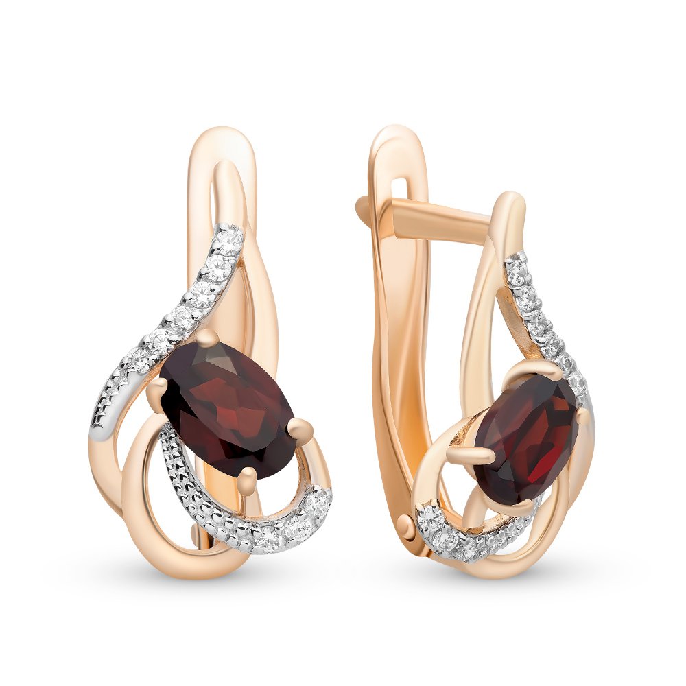 

Серьги из красного золота с гранатом, фианитом 585Gold 202007223, 202007223