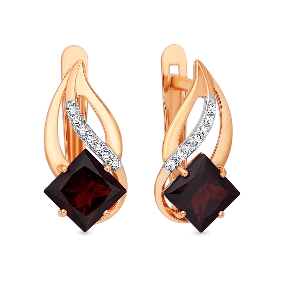 

Серьги из красного золота с гранатом, фианитом 585Gold 202007052, 202007052