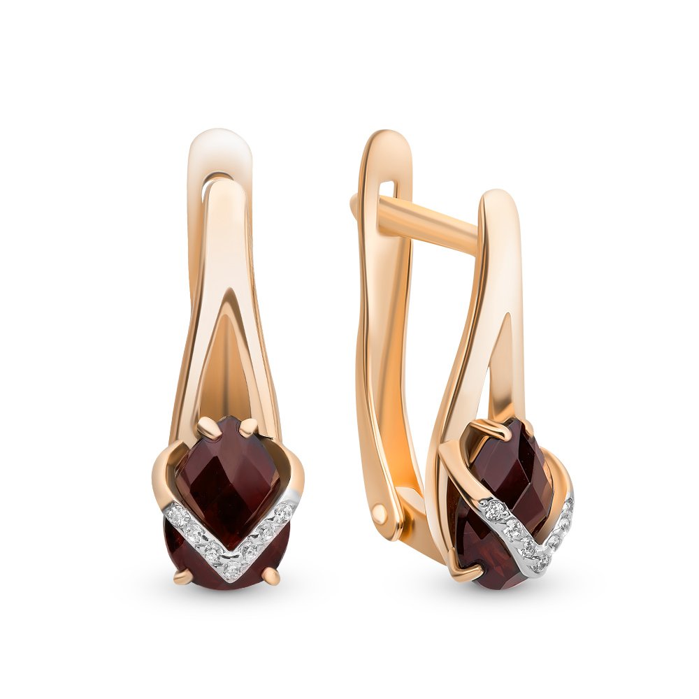 

Серьги из красного золота с гранатом, фианитом 585Gold 202007210, 202007210