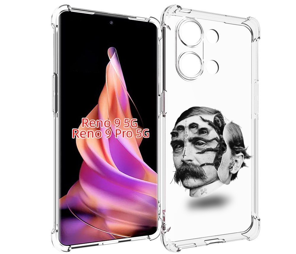 

Чехол MyPads страшное лицо мужчины для Oppo Reno 9/Reno 9 Pro, Прозрачный, Tocco