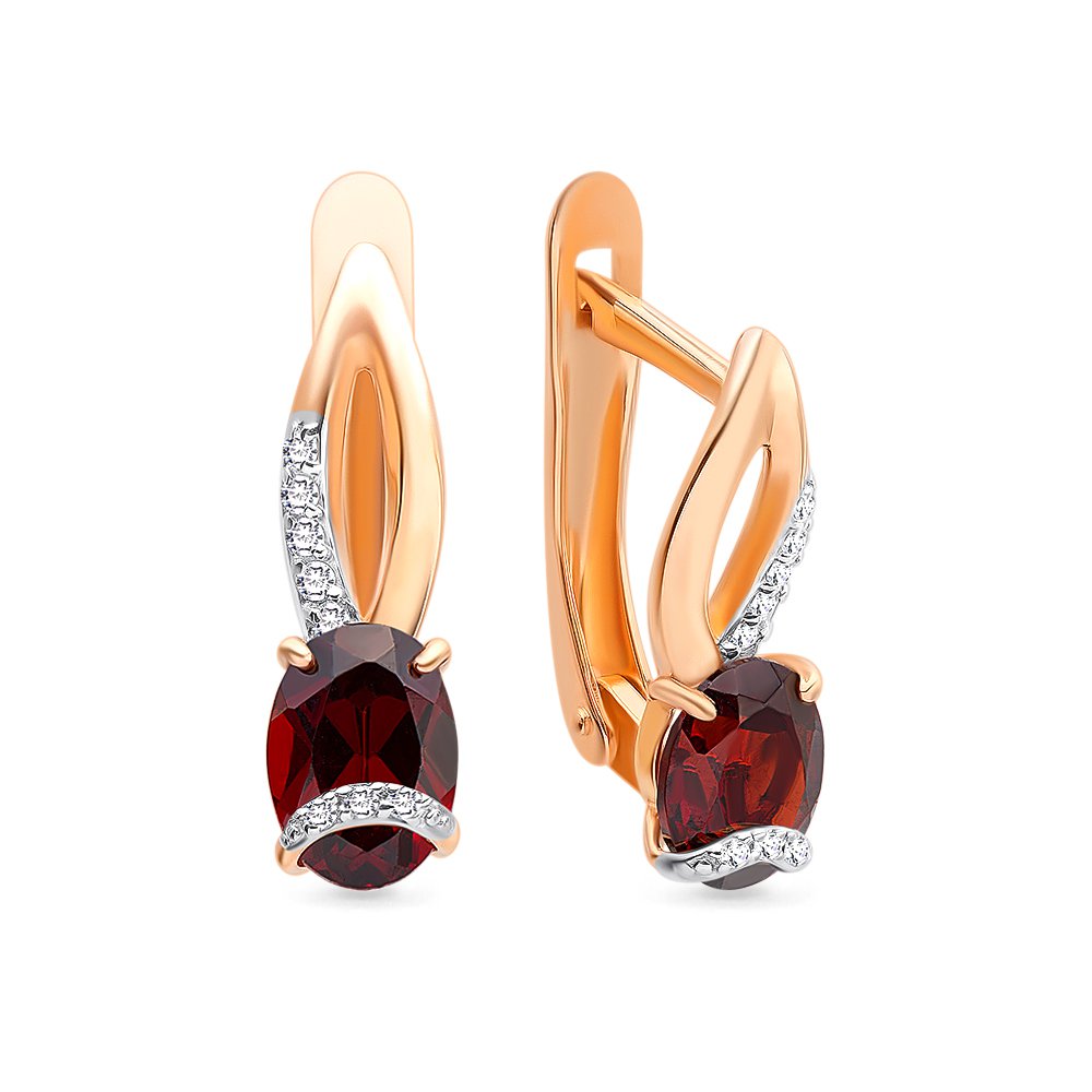 

Серьги из красного золота с гранатом, фианитом 585Gold 202007044, 202007044