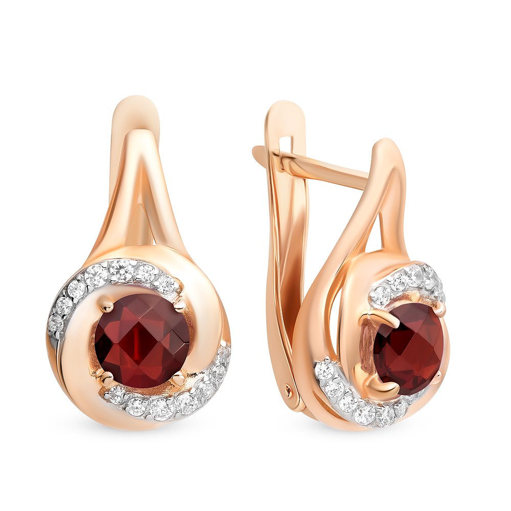 

Серьги из красного золота с гранатом, фианитом 585Gold 202007033, 202007033