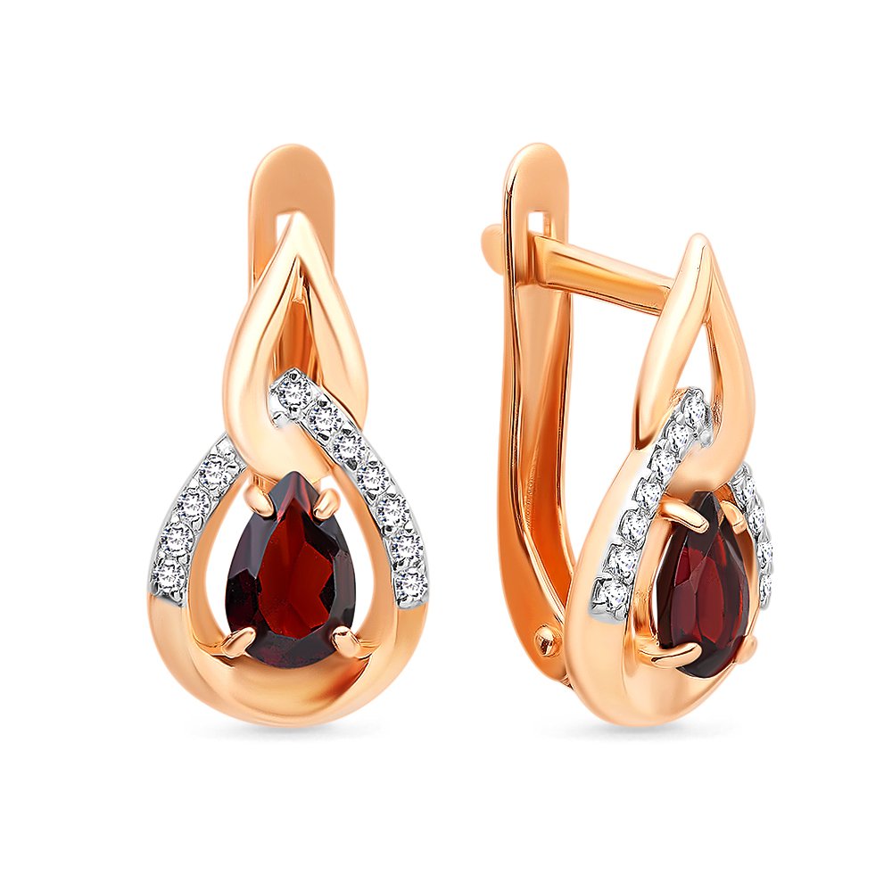 

Серьги из красного золота с гранатом, фианитом 585Gold 202007206, 202007206