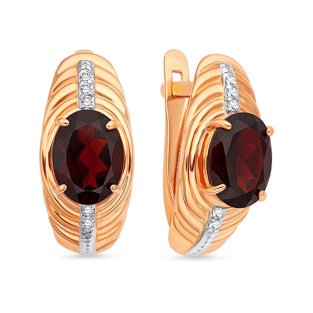 

Серьги из красного золота с гранатом, фианитом 585Gold 202007021, 202007021