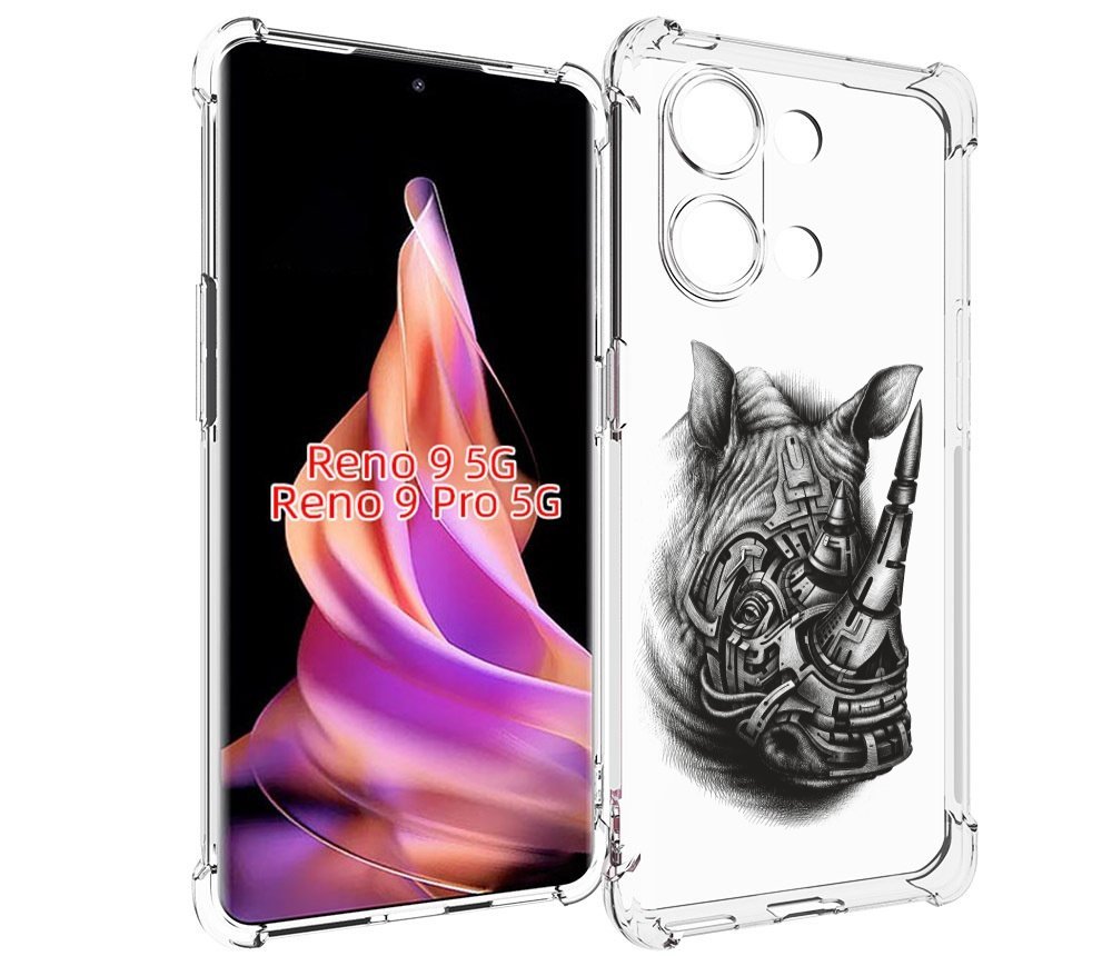 

Чехол MyPads стальной носорог для Oppo Reno 9/Reno 9 Pro, Прозрачный, Tocco
