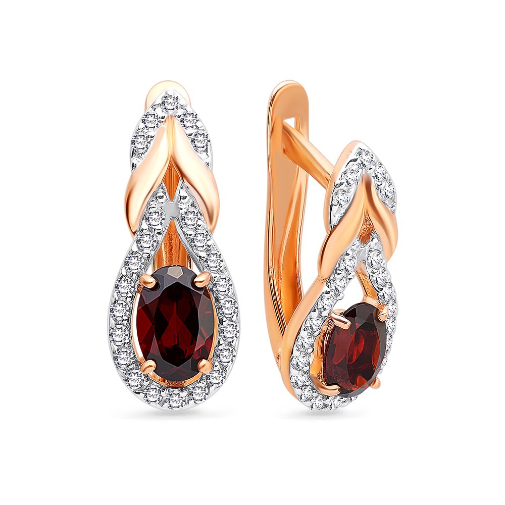 

Серьги из красного золота с гранатом, фианитом 585Gold 202007004, 202007004