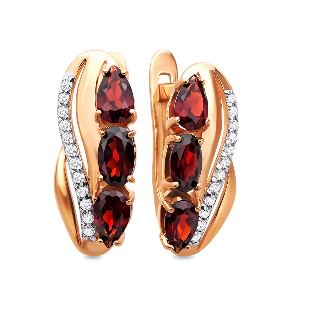 

Серьги из красного золота с гранатом, фианитом 585Gold 202006999, 202006999