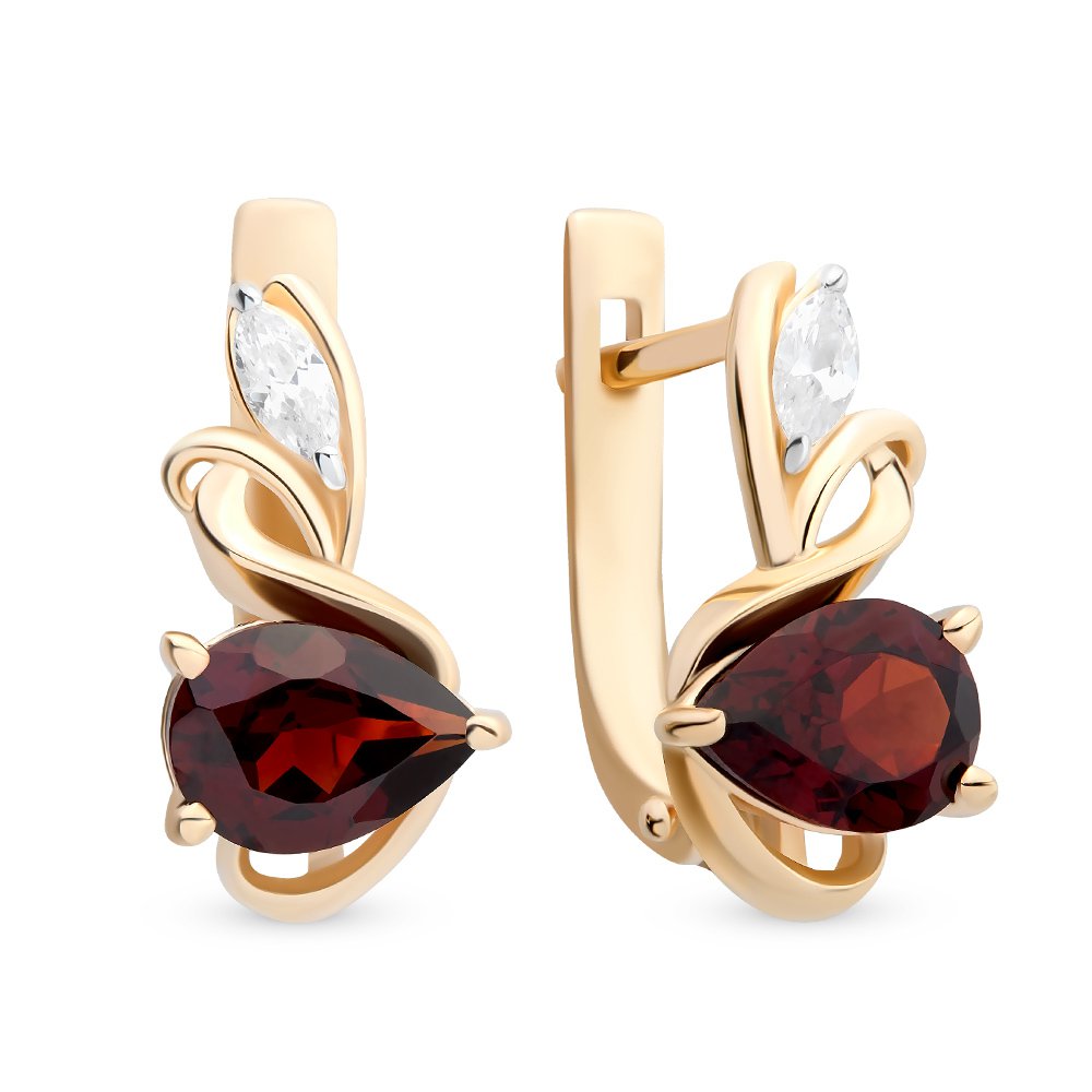 

Серьги из красного золота с гранатом, фианитом 585Gold 202007137, 202007137