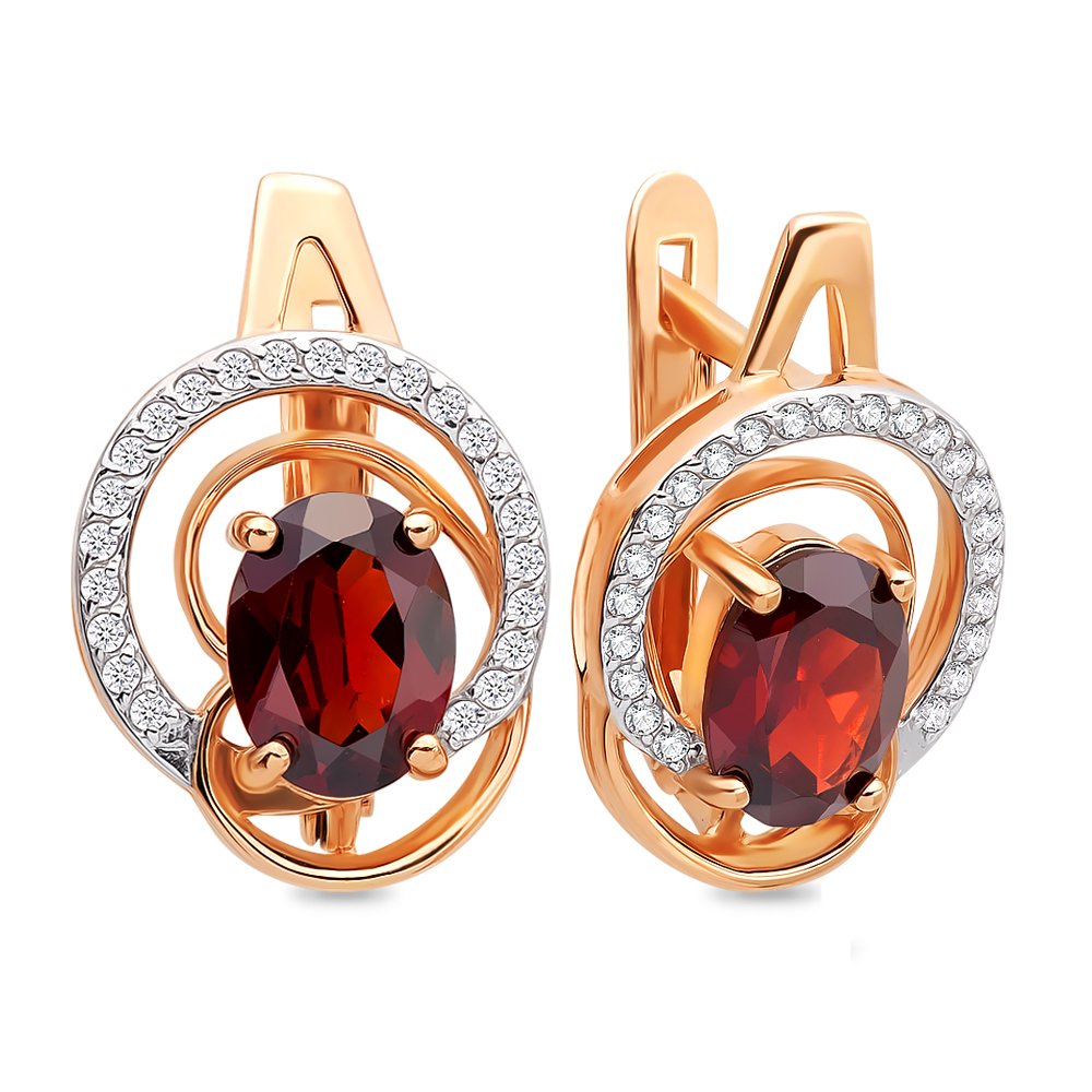 

Серьги из красного золота с гранатом, фианитом 585Gold 202006792, 202006792