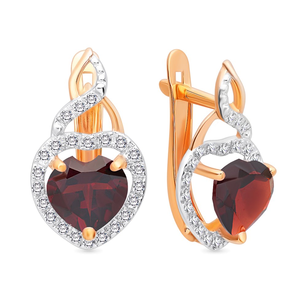 

Серьги из красного золота с гранатом, фианитом 585Gold 202006790, 202006790