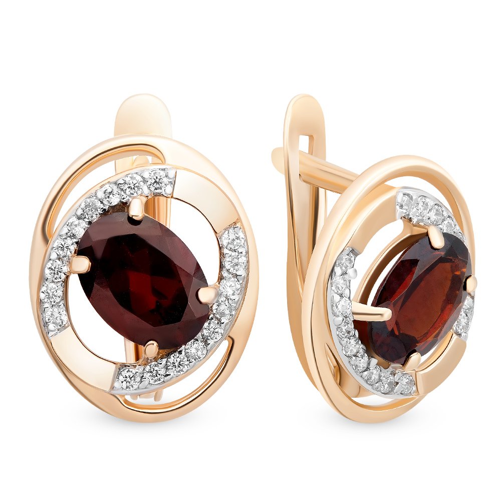

Серьги из красного золота с гранатом, фианитом 585Gold 202006786, 202006786
