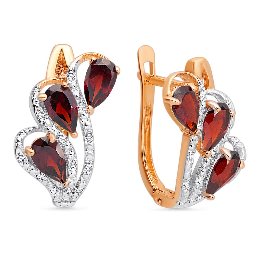 

Серьги из красного золота 585Gold 202006783, гранат/фианит, 202006783