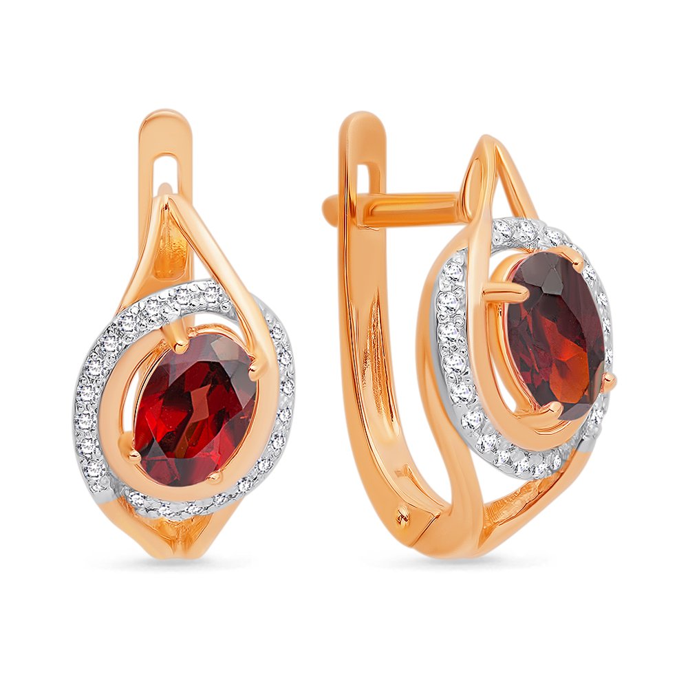 

Серьги из красного золота с гранатом, фианитом 585Gold 202006782, 202006782