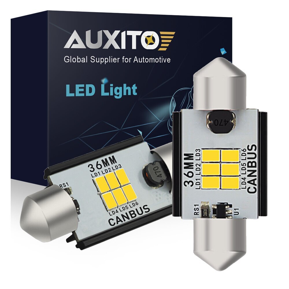 Светодиодная LED лампа AUXITO Т11 С5W цоколь SV8.5-8 41 мм 2 шт 6000К CANBUS белые