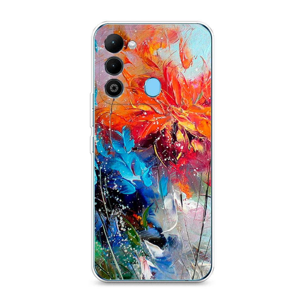 

Чехол на Tecno Spark Go 2022 "Абстрактные цветы", Оранжевый;синий, 302850-4