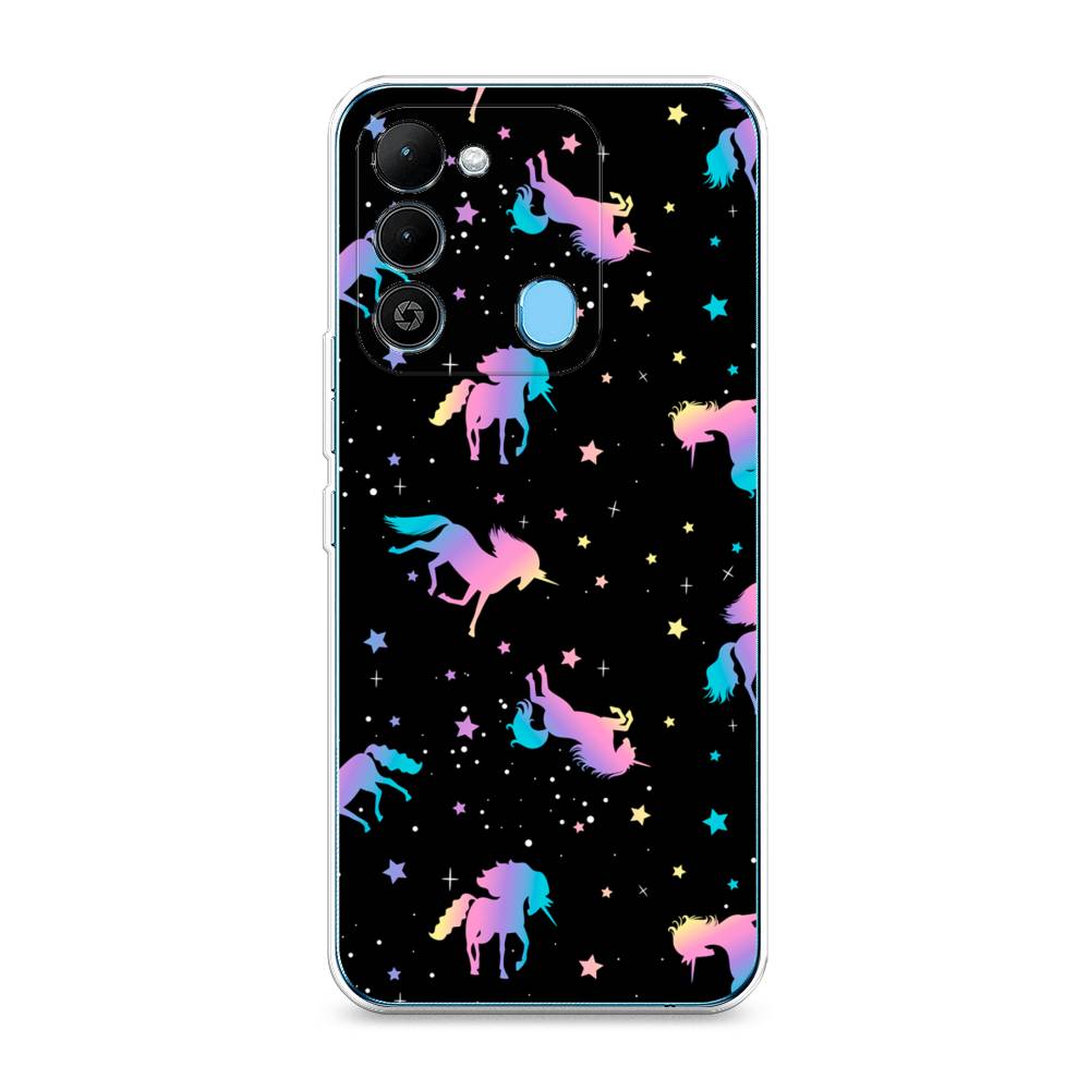 

Чехол на Tecno Spark Go 2022 "Единороги градиент", Черный;розовый;голубой, 302850-1