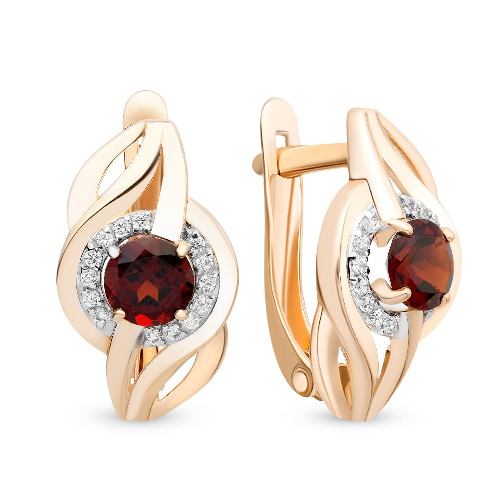 

Серьги из красного золота с гранатом, фианитом 585Gold 202006469, 202006469