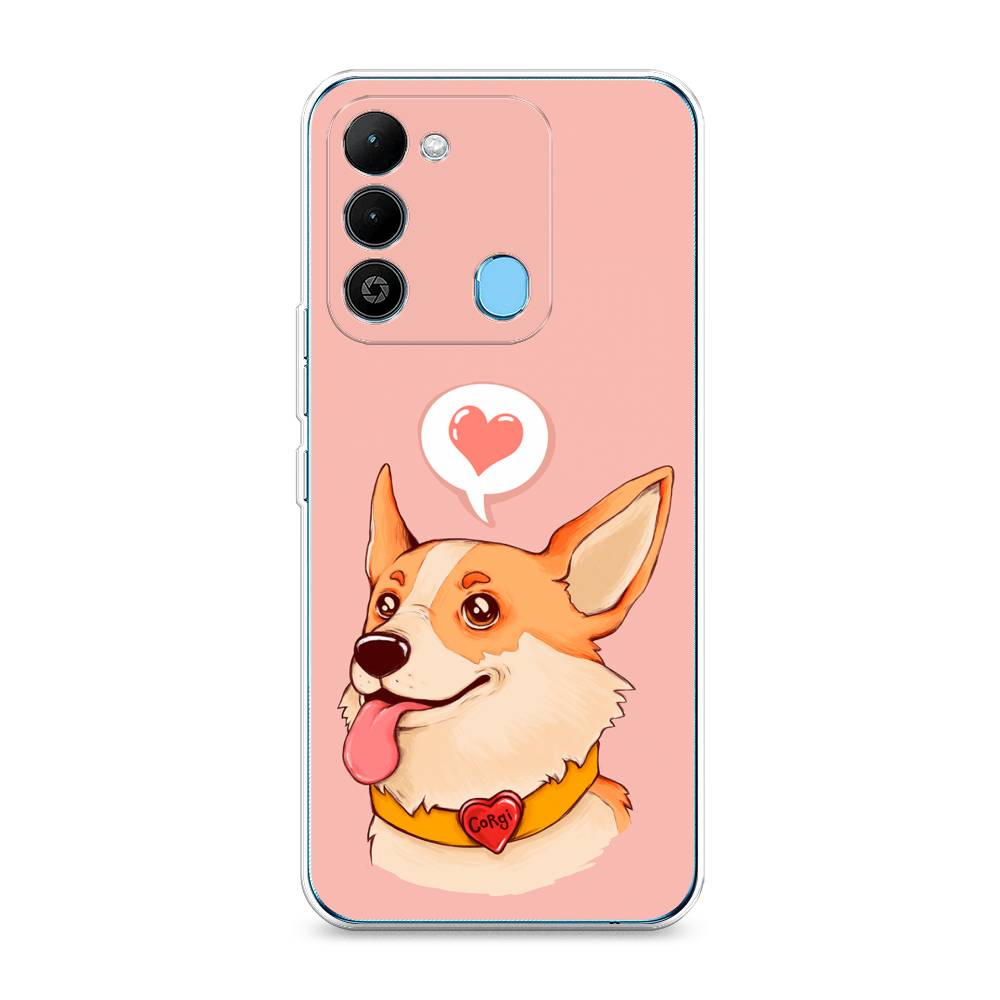 

Чехол на Tecno Spark Go 2022 "Корги язык", Розовый;коричневый, 302850-1