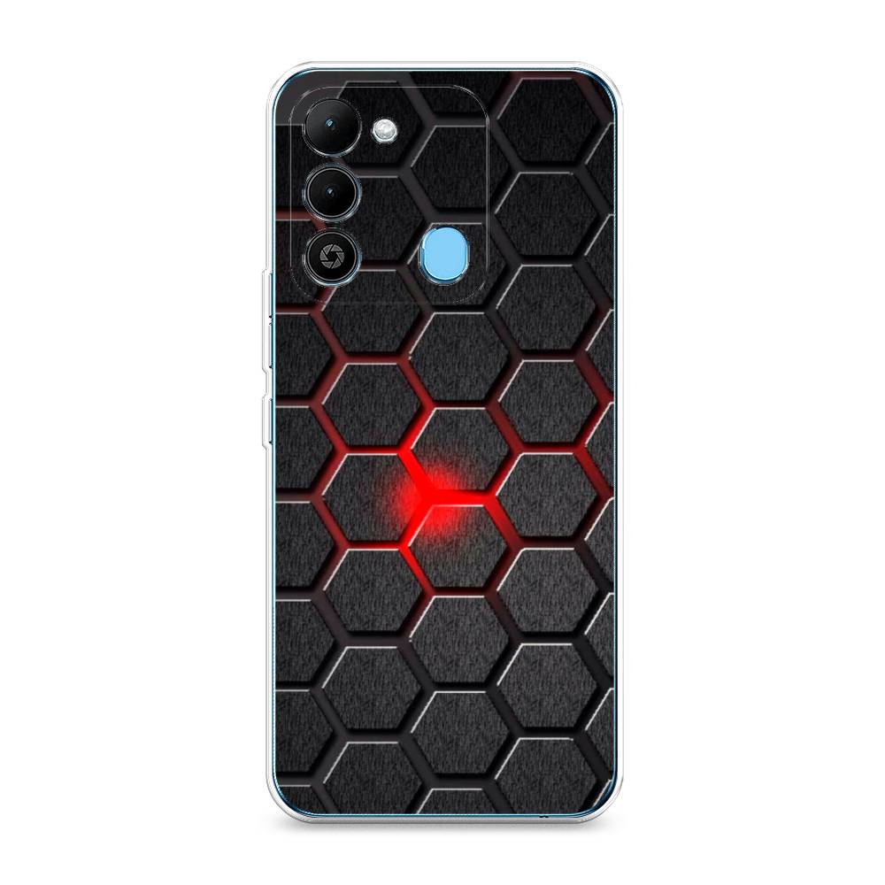 

Чехол на Tecno Spark Go 2022 "Соты красные", Красный;черный;серый, 302850-3