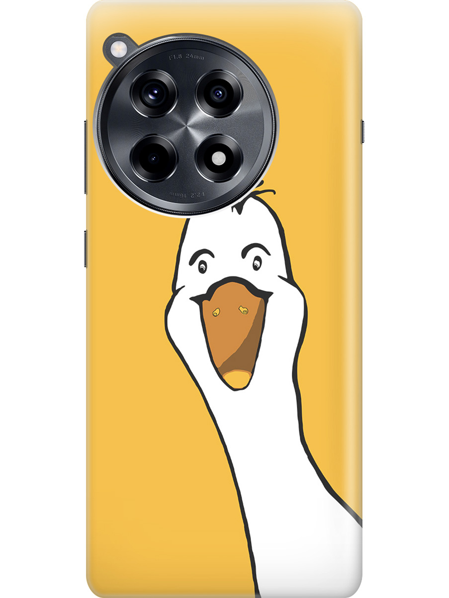 

Силиконовый чехол на OnePlus 12R с рисунком "Забавный гусь", Белый;желтый, 20012110