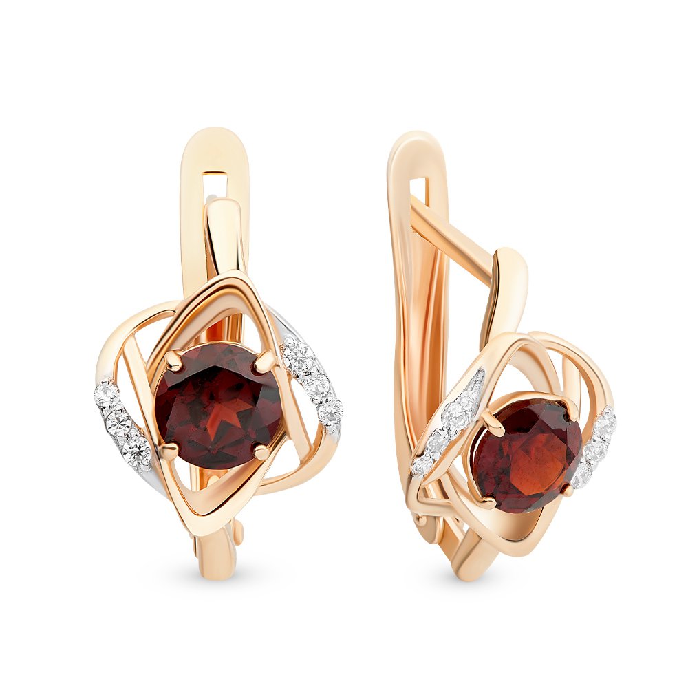 

Серьги из красного золота с гранатом, фианитом 585Gold 202006453, 202006453