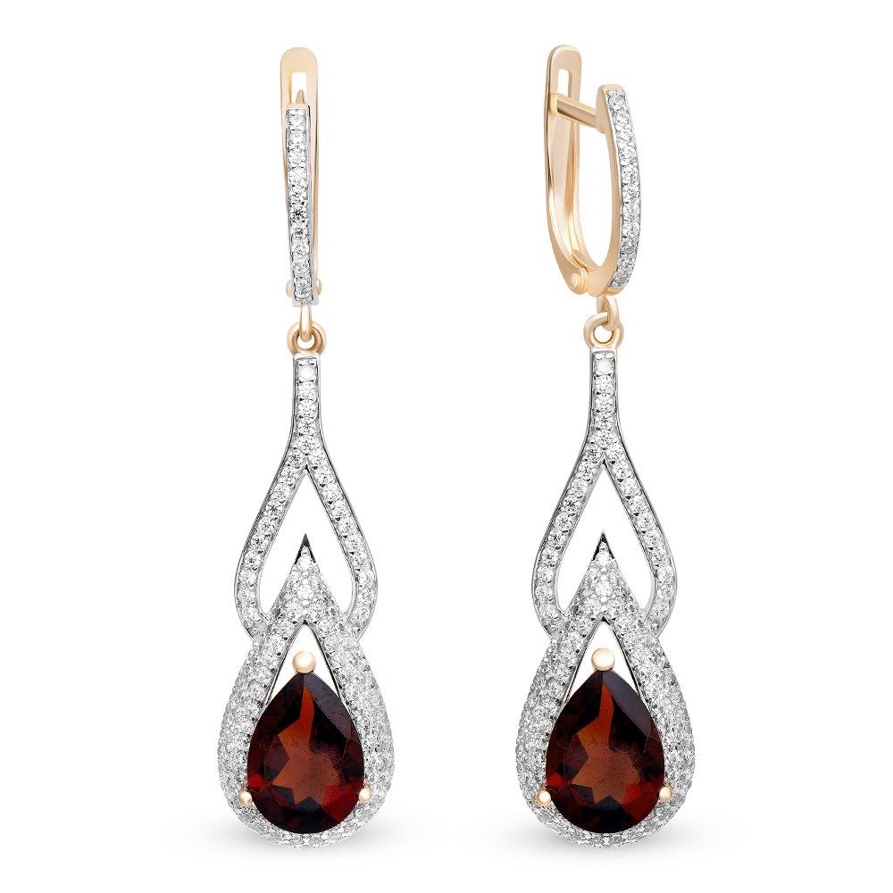 

Серьги из красного золота с гранатом, фианитом 585Gold 202006380, 202006380