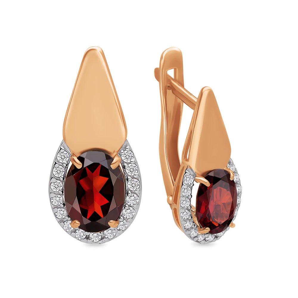 

Серьги из красного золота с гранатом, фианитом 585Gold 202006310, 202006310