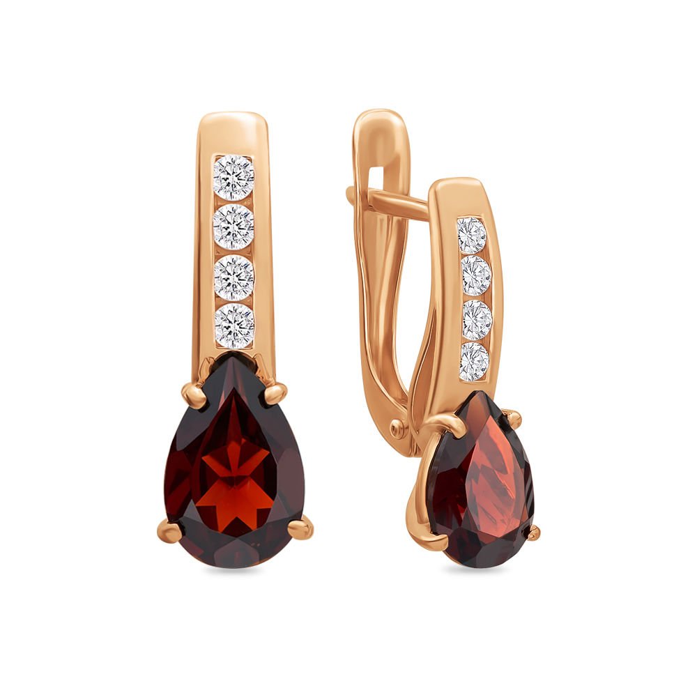 

Серьги из красного золота 585Gold 202006323, гранат/фианит, 202006323