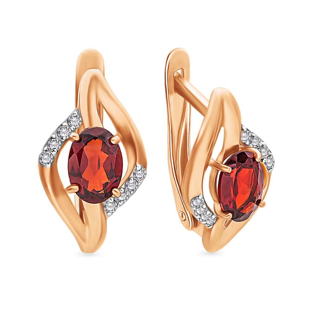 

Серьги из красного золота с гранатом, фианитом 585Gold 202006247, 202006247