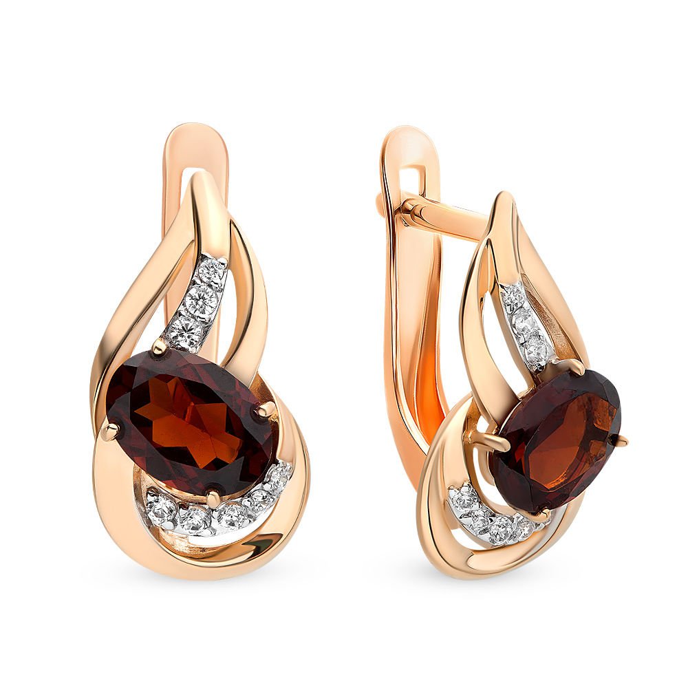 

Серьги из красного золота с гранатом, фианитом 585Gold 202006250, 202006250