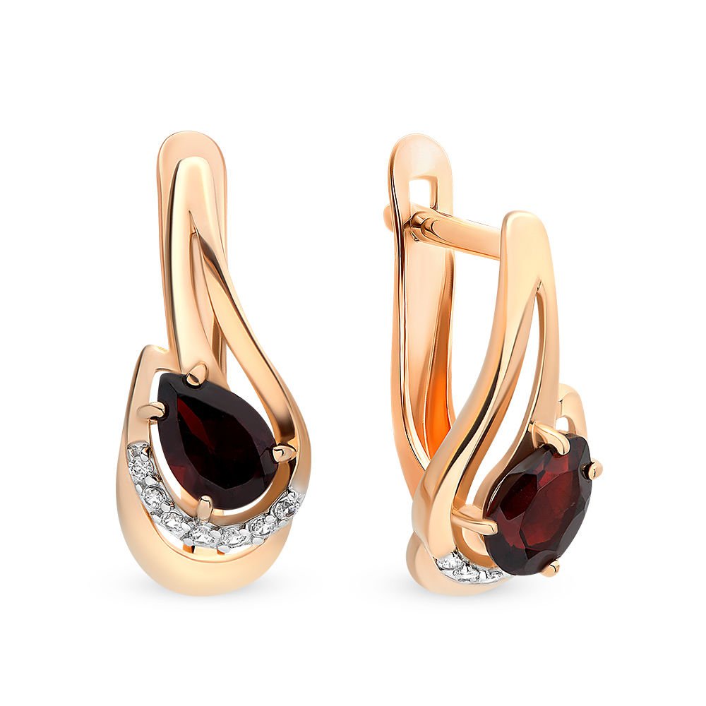 

Серьги из красного золота с гранатом, фианитом 585Gold 202006249, 202006249
