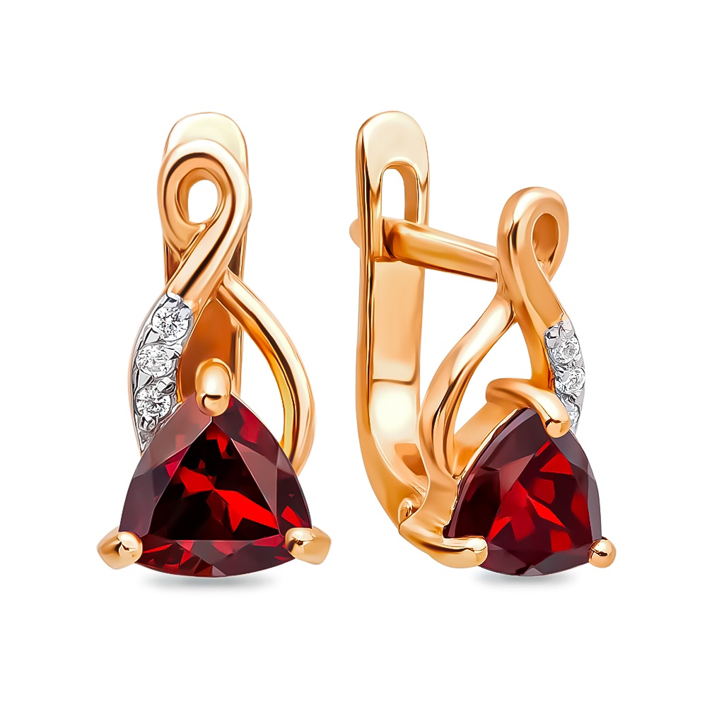 

Серьги из красного золота с гранатом, фианитом 585Gold 202007938, 202007938