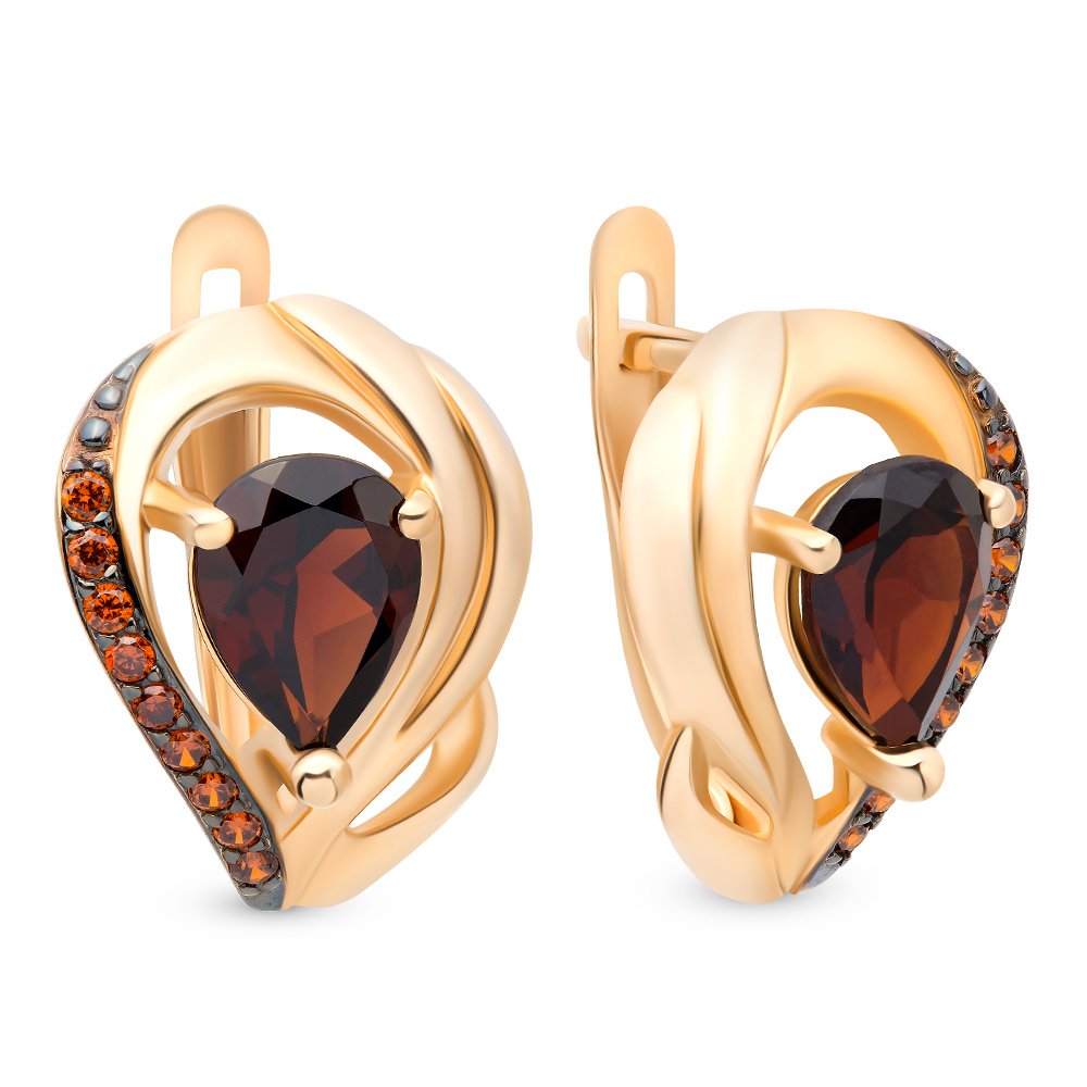 

Серьги из красного золота с гранатом, фианитом 585Gold 202005999, 202005999