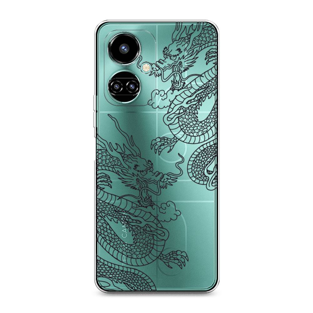 

Чехол на Tecno Camon 19 "Два китайских дракона", Серый;черный, 302250-1