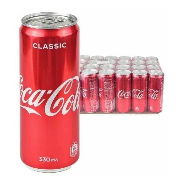 Газированный напиток Coca-Cola 0.33 л упаковка 12 штук ж/б