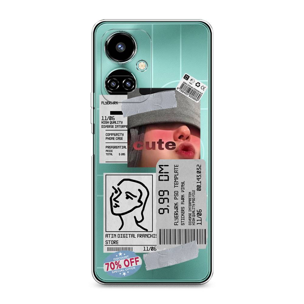 

Чехол на Tecno Camon 19 "Cute girl collage", Розовый;серый;голубой, 302250-6