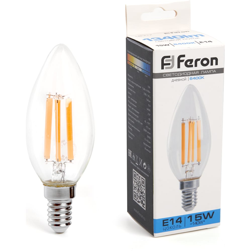 

Светодиодная лампа FERON LB-717 свеча E14 15W 4000K 38258, 38259