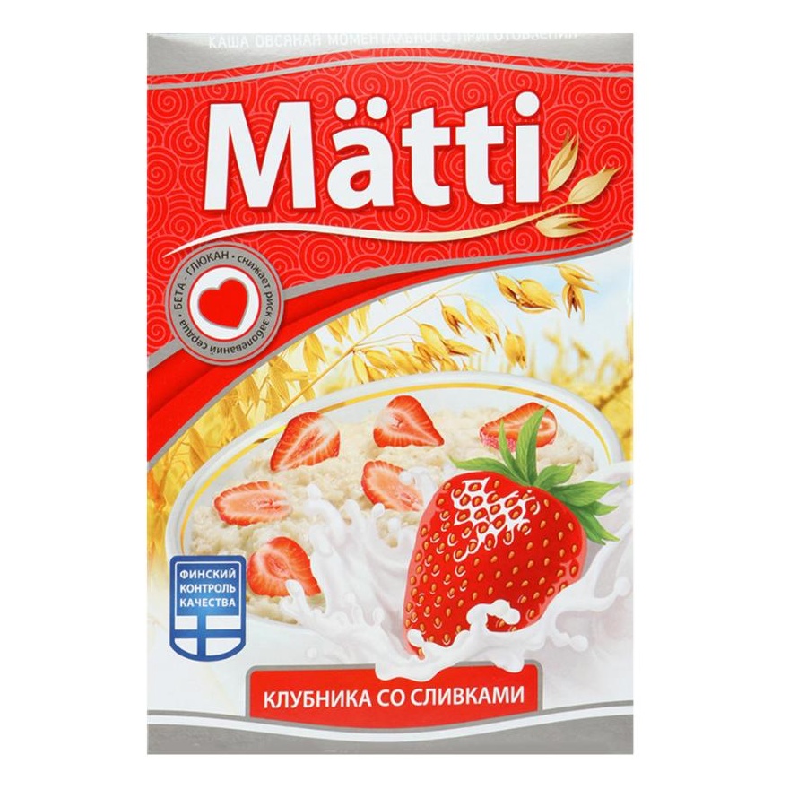 Каша Matti Овсяная с клубникой со сливками 40 г