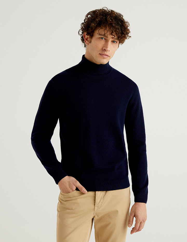 

Свитер мужской 21A_1002U2180 United Colors of Benetton синий L, 21A_1002U2180