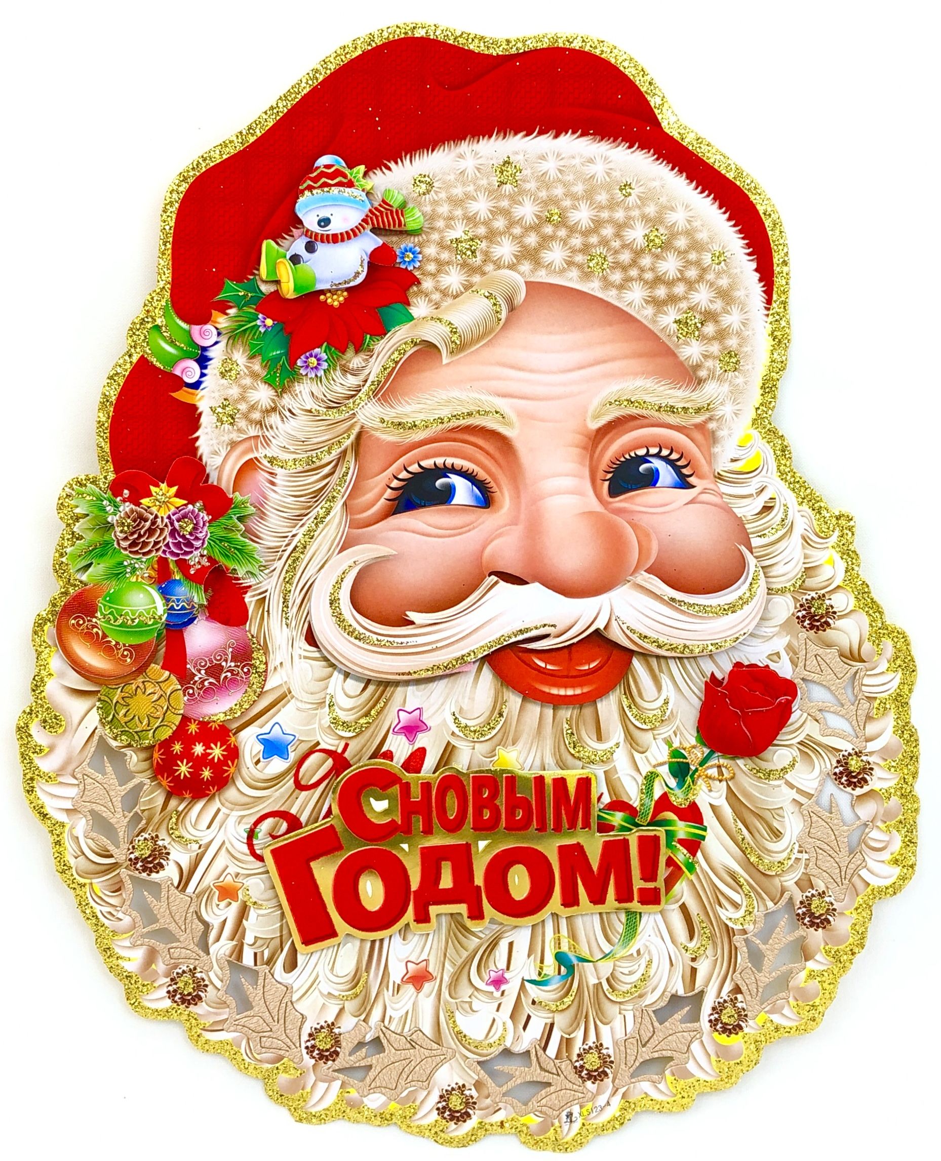 

Панно новогоднее PLAYSMART Дед Мороз 33х26 см 2 шт, Красный