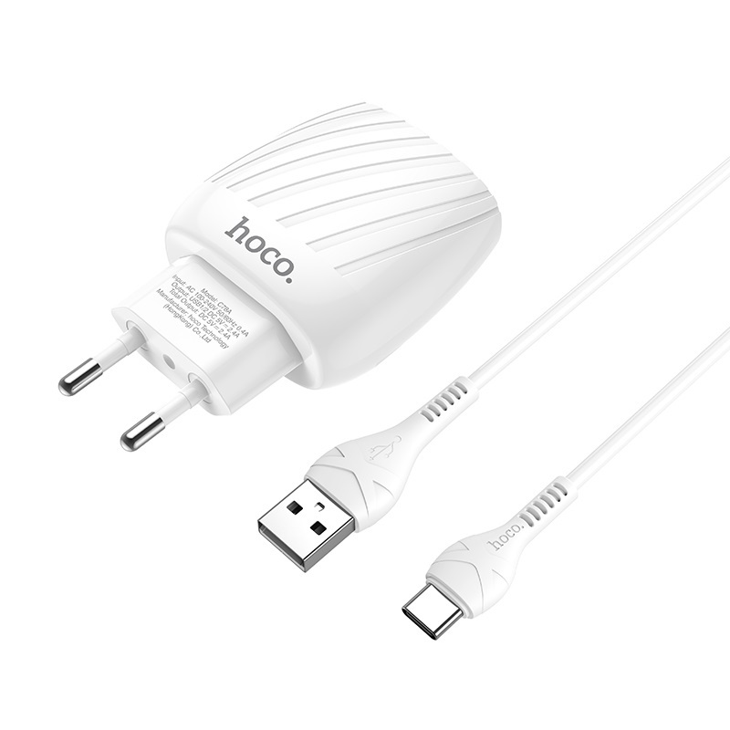

Сетевое зарядное устройство Hoco C78A Max energy 2 USB Type-C cable, белое, C78A Max energy Type-C