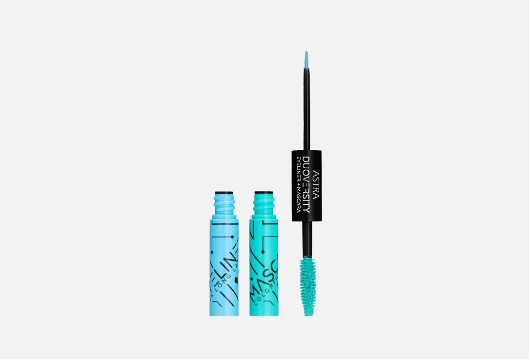 Тушь+подводка Astra Make-Up Duoversity Eyeliner + Mascara 02 Бирюзовый/Голубой тушь и подводка astra make up duoversity eyeliner mascara 05 розовый сиреневый