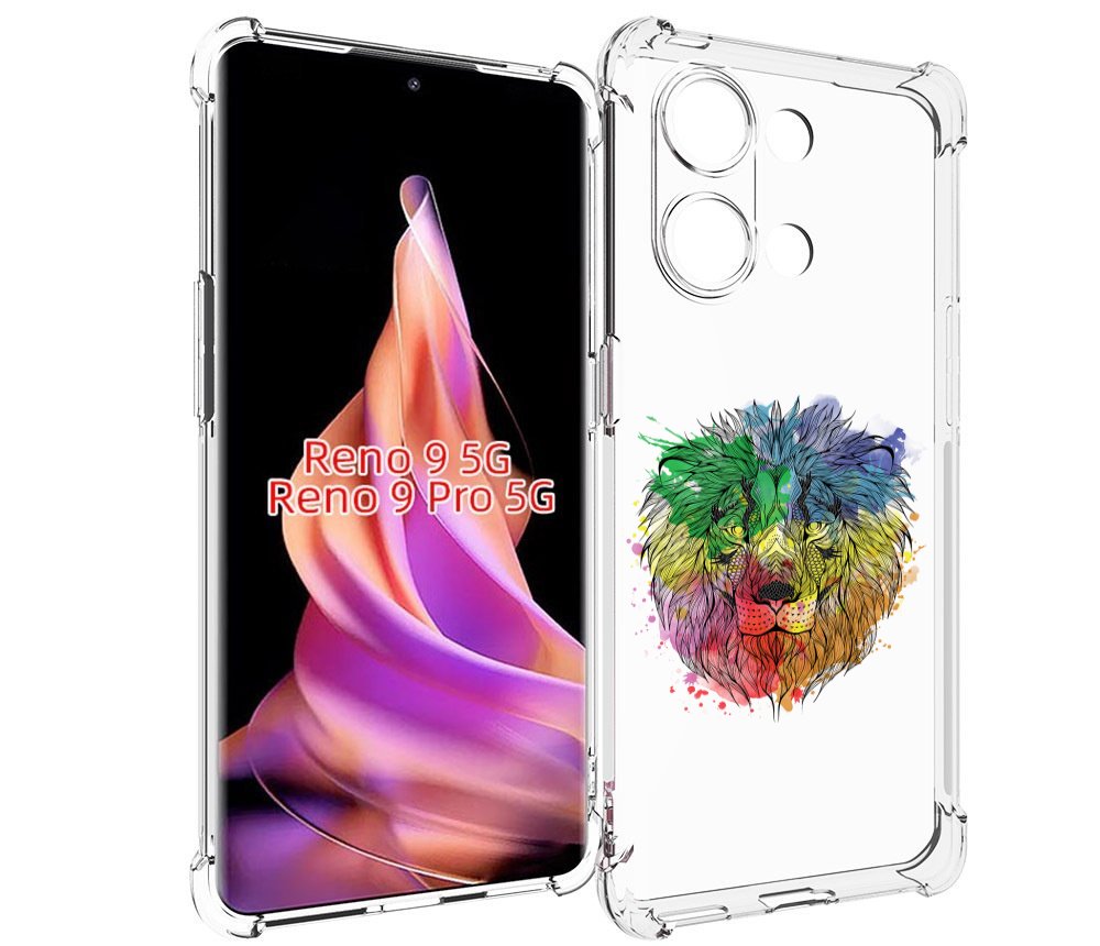 

Чехол MyPads разноцветный гордый лев для Oppo Reno 9/Reno 9 Pro, Прозрачный, Tocco