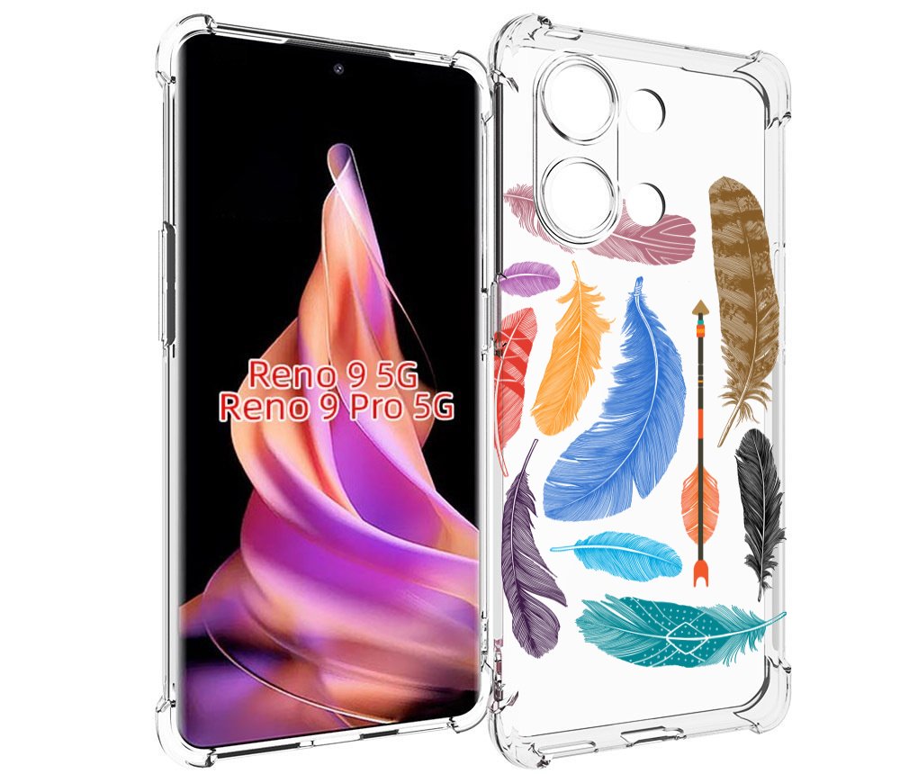

Чехол MyPads разноцветные перья для Oppo Reno 9/Reno 9 Pro, Прозрачный, Tocco