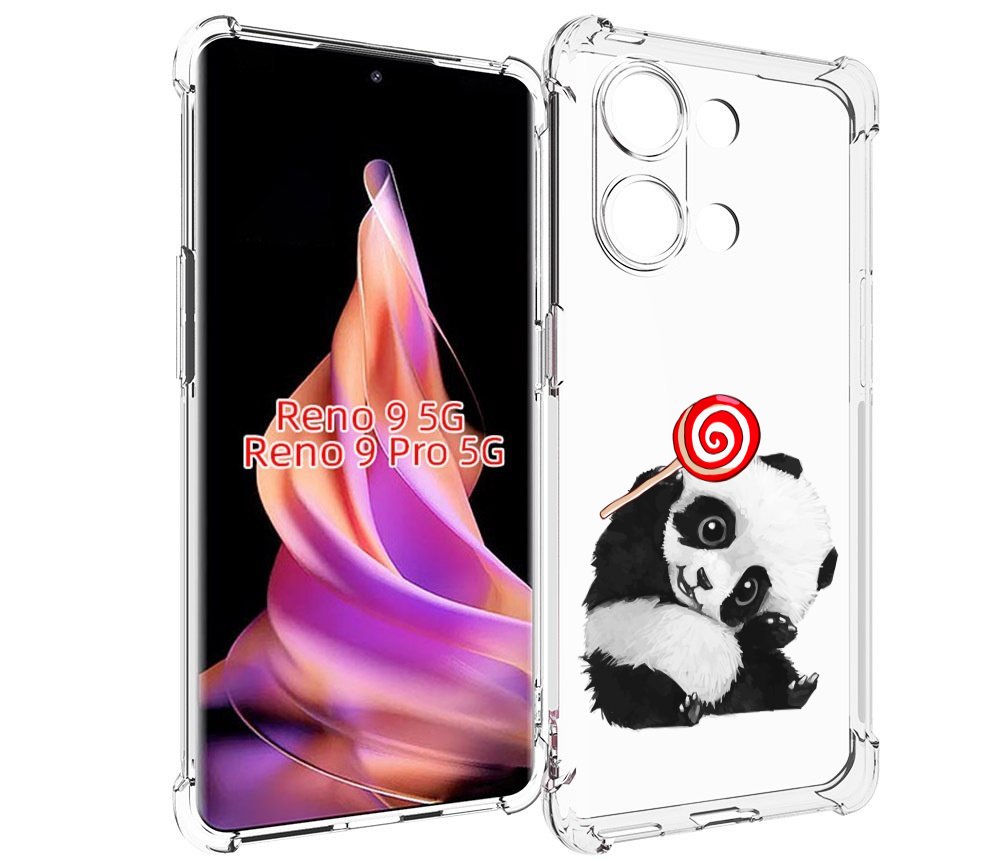 

Чехол MyPads панда с леденцом для OPPO Reno 9 / Reno 9 Pro, Прозрачный, Tocco