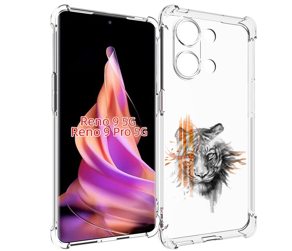 

Чехол MyPads огненный тигр для Oppo Reno 9/Reno 9 Pro, Прозрачный, Tocco