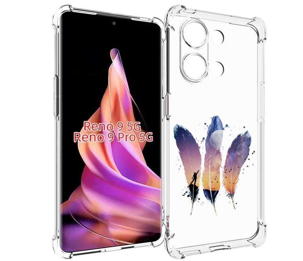 

Чехол MyPads небесные перья для Oppo Reno 9/Reno 9 Pro, Прозрачный, Tocco