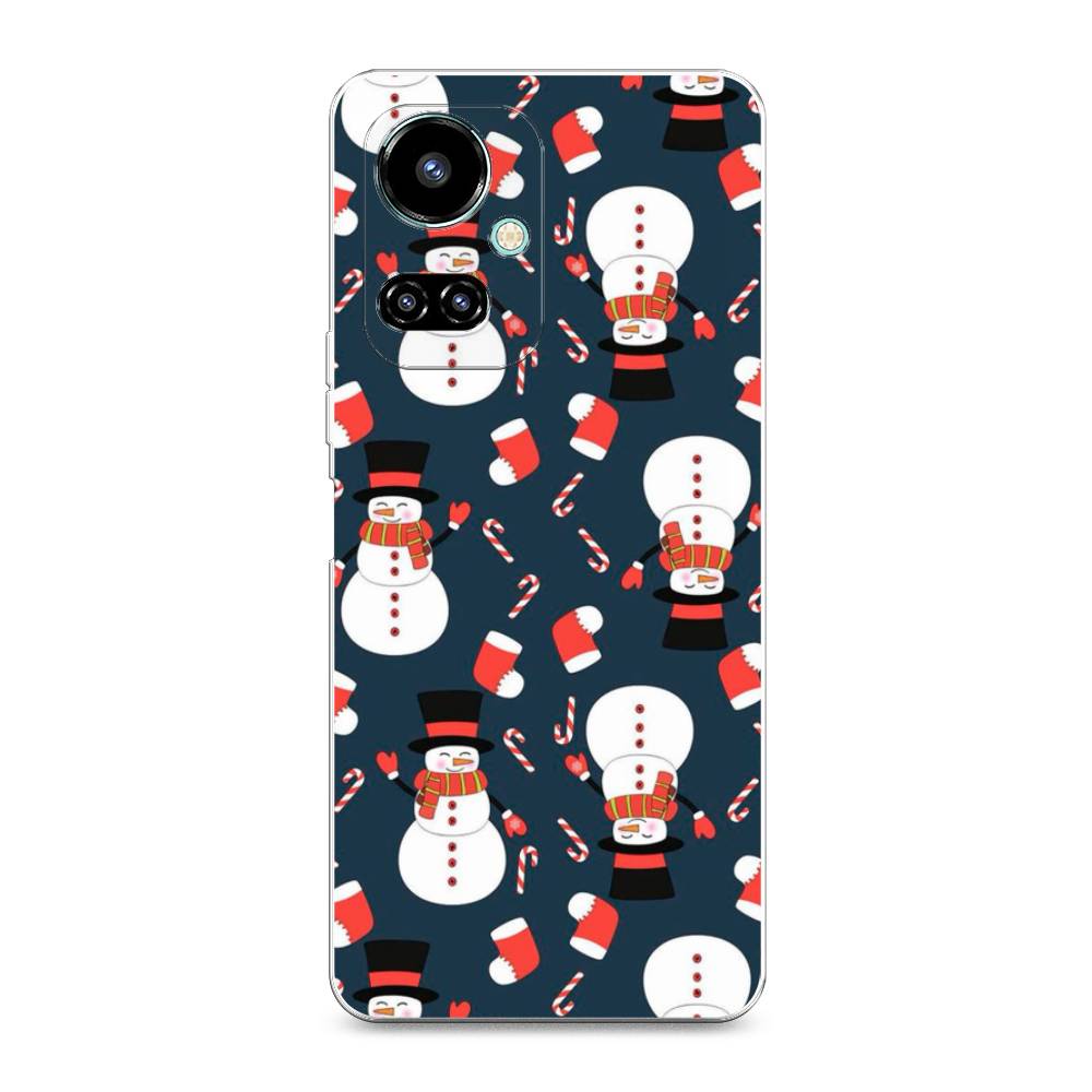 

Чехол на Tecno Camon 19 "Синие снеговики", Синий;белый;красный, 302250-5